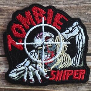 Zombie Sniper Horror Halloween Goth Undead Hunter Iron on Patch